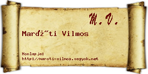 Maróti Vilmos névjegykártya
